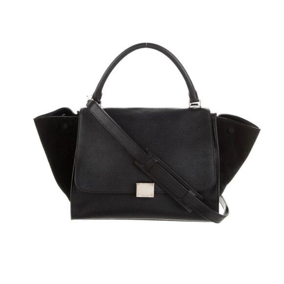 Authentic CELINE
Large Trapeze Bag Calfskin Leather Suede in Black/ Excellent - Picture 2 of 16